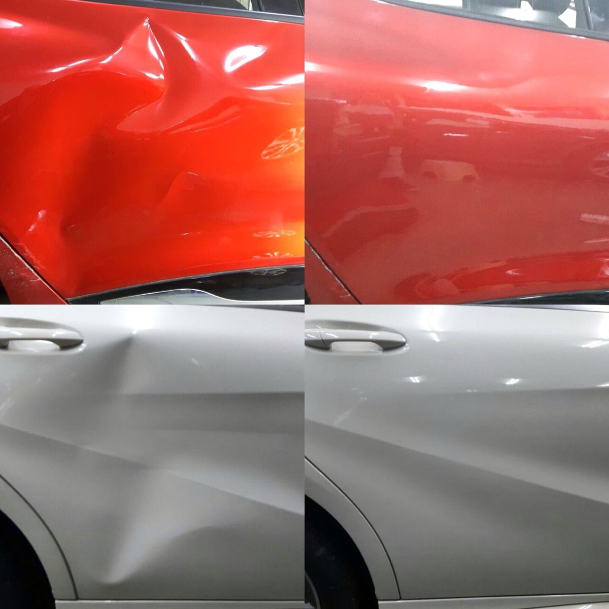 Before and after comparison of dent repair results